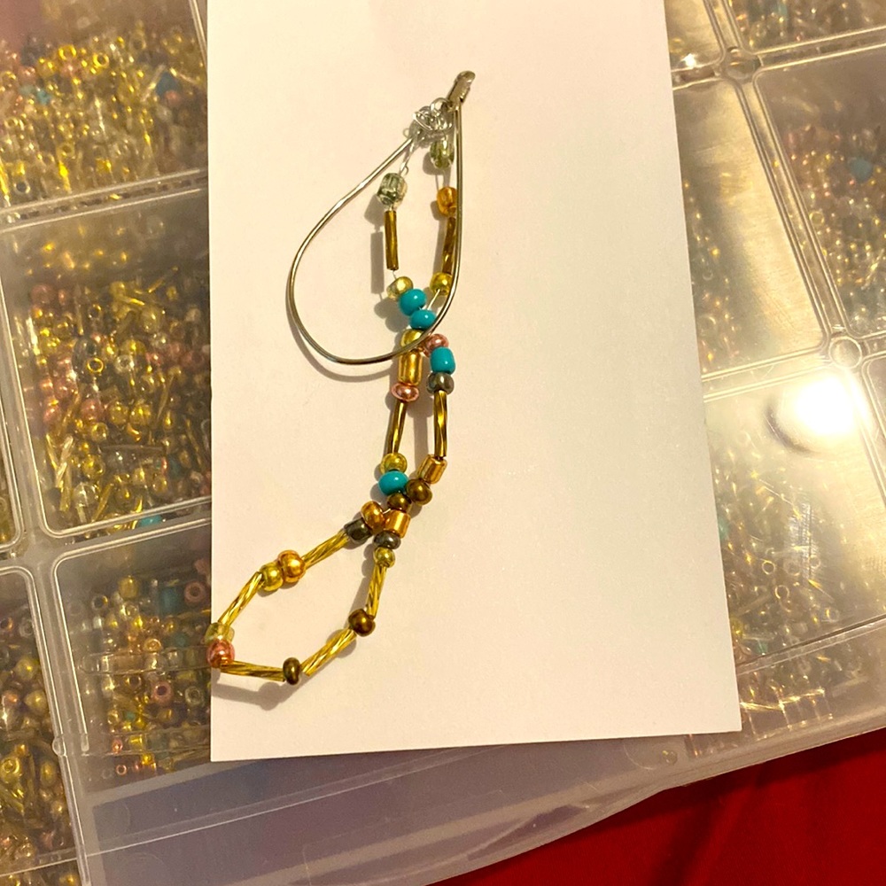 Handmade earrings cyan, gold, silver and roses gold.